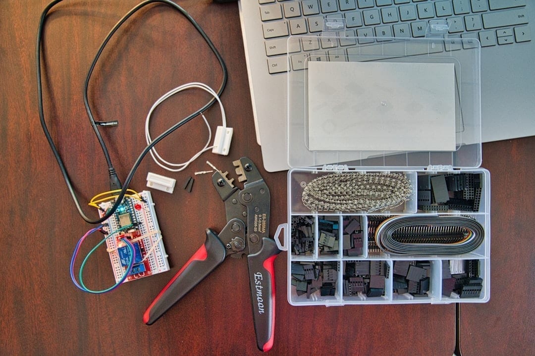 Creator profile with laptop and phone showing free social media tools